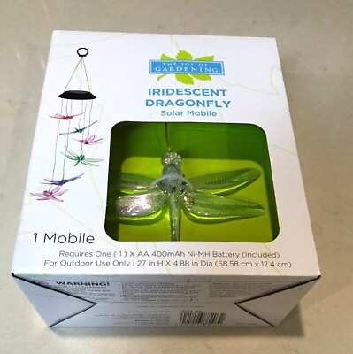 #ad Joy of Gardening Solar Mobile Iridescent Dragonfly Eye Catching New in Box