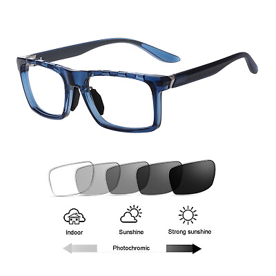 #ad Sporty Unisex Full Rim Photochromic Grey Reading Glasses Readers Sunglasse UV400