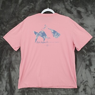 #ad Fish Hippie Mens Large Pink Cotton Crewneck TShirt quot;Drift Off Coursequot; $10.49