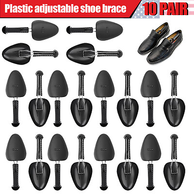 #ad 10 Pairs Adjustable Shoe Support Shapers Plastic Keepers Stretcher Tree For Men