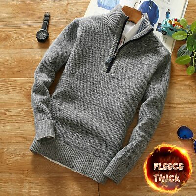 #ad Winter Men#x27;s Fleece Thicker Sweater Half Zipper Turtleneck Warm Pullover Qua