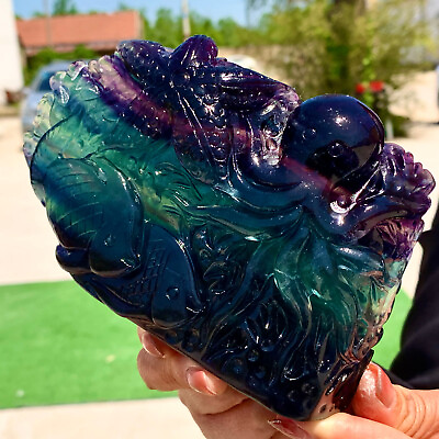 #ad 2.18LB Natural purple green fluorite hand carved underwater world specifications