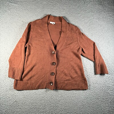 #ad J Jill Sweater Womens Small Petite Brown Button Up Long Sleeve Knit Cardigan