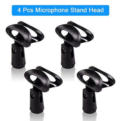 #ad 4PCS Black Universal Microphone Clip Clamp Holder For Mic Stand Rotation install