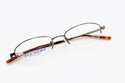 #ad FLEXON by Marchon 425 Coffee Brown 50 18 140 Half Rimless Eyeglass Frames J136