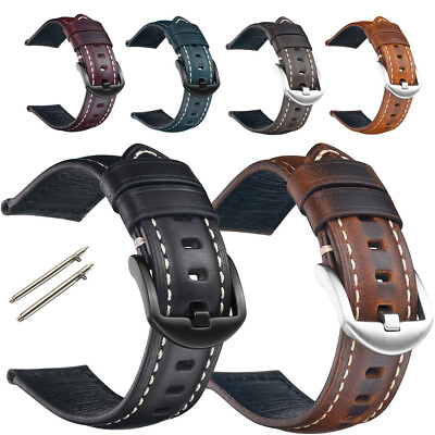 #ad Retro Watch Strap 18mm 20mm 22mm 24 26mm Genuine Cow Leather Watch Band Bracelet $11.27