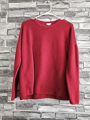 #ad J. Jill Sweater Women#x27;s Size Medium Solid Red Pullover Crew Neck Long Sleeve