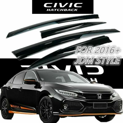 #ad JDM Style FOR Honda Civic 2017 21 Hatchback Window Vent Visors Rain Deflectors