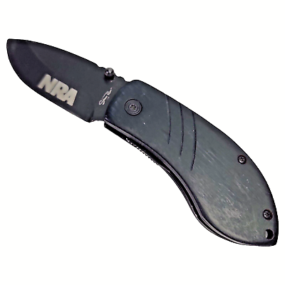 #ad NRA Pocketknife Folding Stone River Black Blade Knife Liner Lock Nat Rifle Assn $5.13