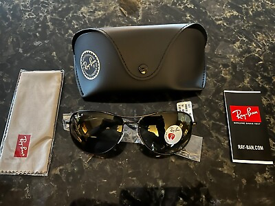 #ad Ray Ban Aviator Black Metal Frame Polarized Lens NEW WITH TAGS NEVER WORN
