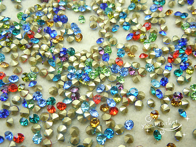#ad 1440 pcs colourful point back rhinestone beads size your pick