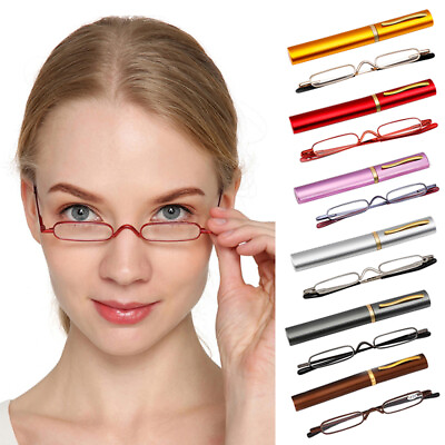 #ad Presbyopia Eyeglasses Slim Mini Reading Glasses Pocket Retro Reader with Case CA