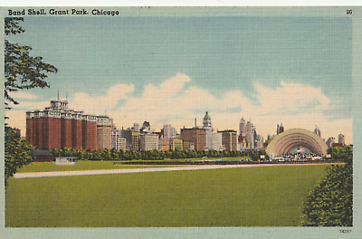 #ad Vintage Postcard Band Shell Grant Park Chicago Illinois Unposted