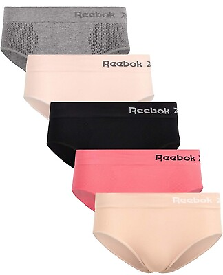 #ad 5 Pack Reebok Women#x27;s Stretch Performance Seamless Hipster Panties Tag Free