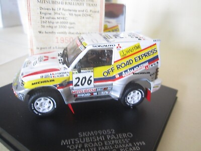 #ad Vitesse Skid SKM99052. 1:43 1998 Mitsubishi Pajero No.206 1st Paris Dakar MINT