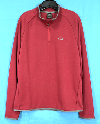 #ad NWT OAKLEY Range 2.0 GOLF POLO Iron Red STRETCH KNIT 1 4 Zip PULL OVER Shirt S