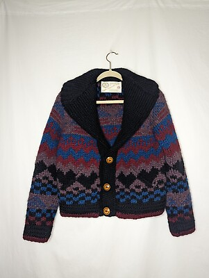 #ad Angela Campos De Morris Women#x27;s Vintage Multicolor Wool Cardigan Sweater Size M