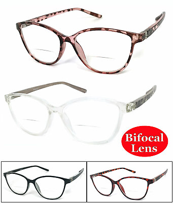 #ad 1 2 or 3 Pairs Womens Retro Cat Eye Frame Bifocal Reading Glasses Spring Hinges