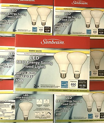 #ad 2Boxes =4 Bulbs Dimmable Sunbeam LED Flood Bulbs BR30 65W Replacement=2=4Bulbs