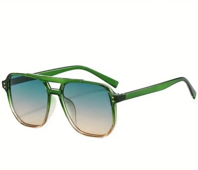 #ad Green Aviator Sunglasses