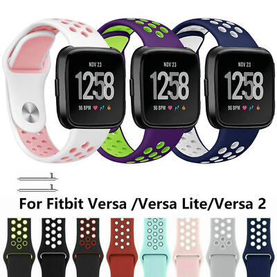 #ad For Fitbit Versa 2 1 Lite Silicone Strap Watch Band Sport Breathable Wrist band $7.99