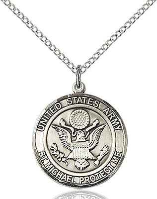 #ad 925 Sterling Silver Army St Michael Military Soldier Catholic Medal Necklace $91.50