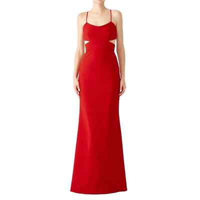 #ad Jill Stuart Red Cardinal Cut Out Spaghetti Strap Maxi Dress Size 10