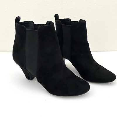 #ad BCBGeneration Black Suede Heeled Booties Women#x27;s 8.5
