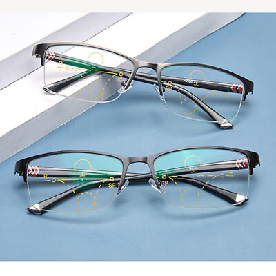 #ad Progressive Multifocus Metal Reading Glasses Photochromic Transition Sunglasses
