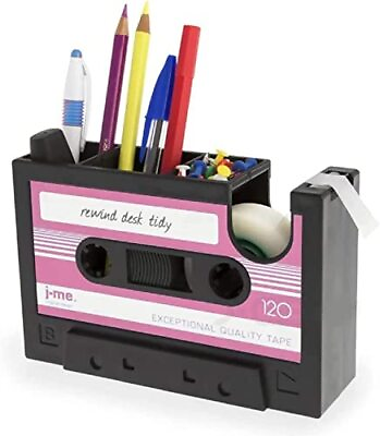 #ad Creative Tape Pen Holder Retro Cassette Tape Dispenser Stationery Desk Tidy...