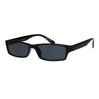 #ad Small Rectangular Frame Sunglasses Spring Hinge Unisex Black UV 400