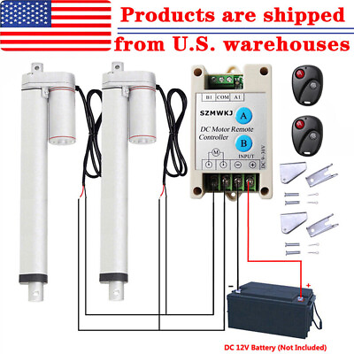 #ad 2PCS 1500N 12V Linear Actuator W Remote Motor Controller Heavy Duty Medical IG