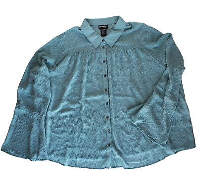 #ad Wrangler Retro Plus Size Blouse Blue Button Up Women#x27;s Size 2XL