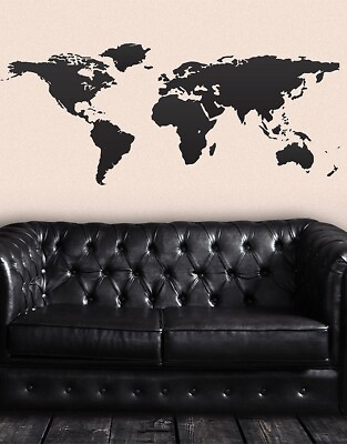 #ad Stickerbrand World Map Vinyl Wall Decal Sticker #131 Multiple Size Map Decal.