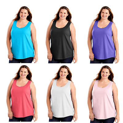 #ad Hanes Just My Size Women’s Cotton Jersey Tank Top Shirttail Hem
