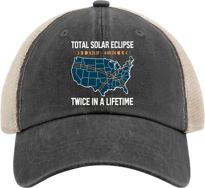 #ad Total Solar Eclipse Twice in A Lifetime Hat Baseball Caps Washed Workout Hats