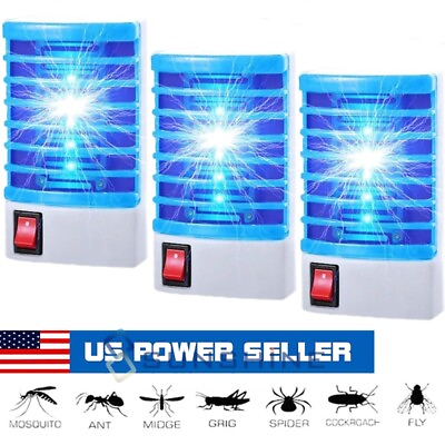 #ad 3 Electric Mosquito Killer Lamp Bug Insect Zapper Night Light LED Repellent Trap
