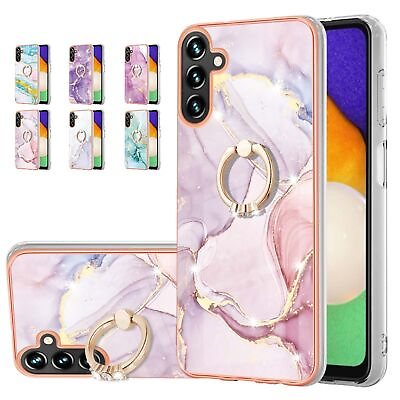 #ad For Samsung Galaxy A14 A22 A53 A72 Luxury Marble Pattern Ring Holder Phone Case