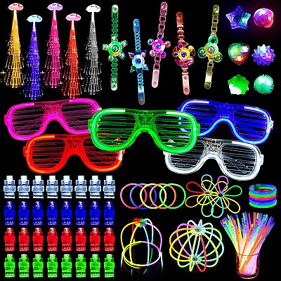 #ad 153 Packs Glow in the Dark Party Supplies LED Light Up Toys Bulk Party Favors
