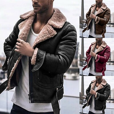 #ad Men Personality Street Retro Plus Velvet Solid Motorcycle Washed Leather Jacket