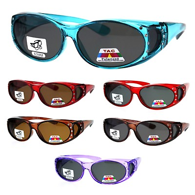 #ad SA106 Rhinestone Polarized Womens 60mm Over the Glasses Fit Over Sunglasses