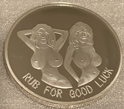 #ad * Rub For Good Luck Bottoms Up” Adult Novelty Coin. Brand New Silver Finish.