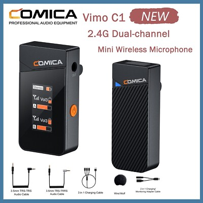 #ad Comica Vimo C1 2.4G Dual channel Mini Wireless Lavalier Microphone 1TX1RX