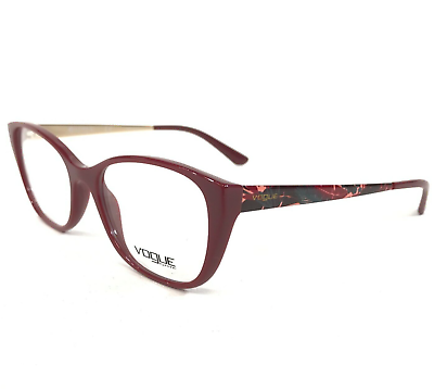 #ad Vogue Eyeglasses Frames VO5190 2566 Shiny Red Gold Leaves Cat Eye 52 17 140