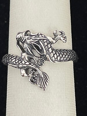#ad Sterling Silver Dragon Ring Size 11.00 Gents New Condition