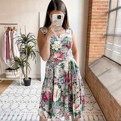 #ad Alix of Miami Summer Floral Dress Vintage Women#x27;s Size 6 $199.00