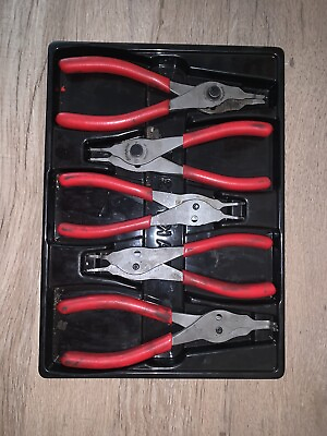 #ad Snap On Tools 5 Piece Snap Retaining Ring Pliers Set RED