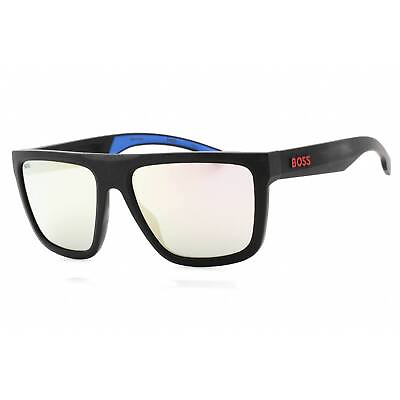 #ad Hugo Boss Men#x27;s Sunglasses Matte Black Blue Plastic Frame BOSS 1451 S 00VK DC
