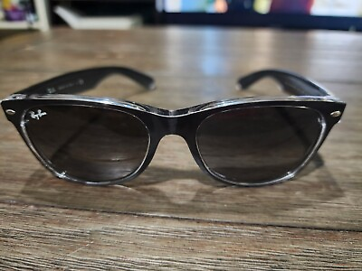 #ad Ray Ban New Wayfarer Matte Gunmetal Grey Gradient Sunglasses RB2132 614371 Used