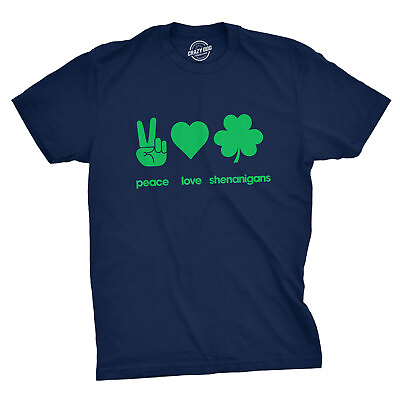 #ad Mens Peace Love Shenanigans T Shirt Funny Novelty Patty Saint Patricks Day Tee